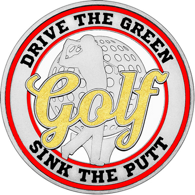 Gold "Golf" with Red Outer Circular Borders